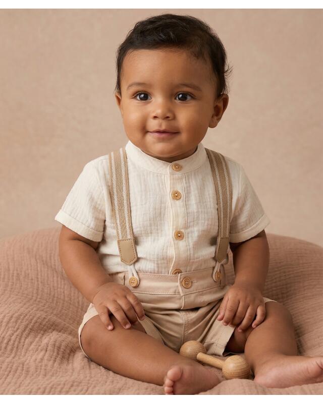 Shirt + shorts with braces for baby boys, natural (KiK Hemd + Shorts mit Hosenträgern (naturfarben)) — KiK, authentic German product in Morocco