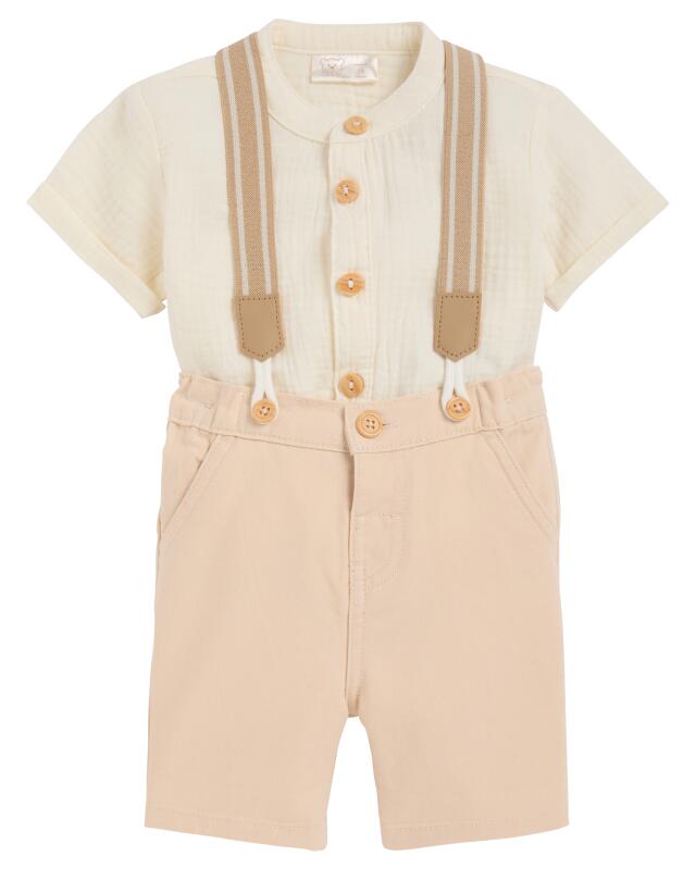 Shirt + shorts with braces for baby boys, natural (KiK Hemd + Shorts mit Hosenträgern (naturfarben)) — KiK, authentic German product in Morocco