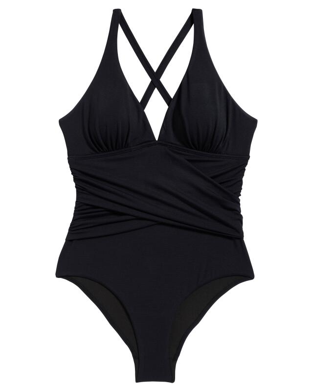 Maillot de bain texturé femme, noir (KiK Strukturierter Badeanzug (schwarz)) — KiK, produit allemand authentique au Maroc