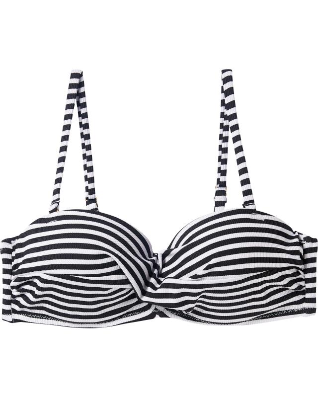 Haut de bikini bandeau femme, noir/blanc (KiK Bandeau Bikini-Oberteil (schwarz/weiß)) — KiK, produit allemand authentique au Maroc