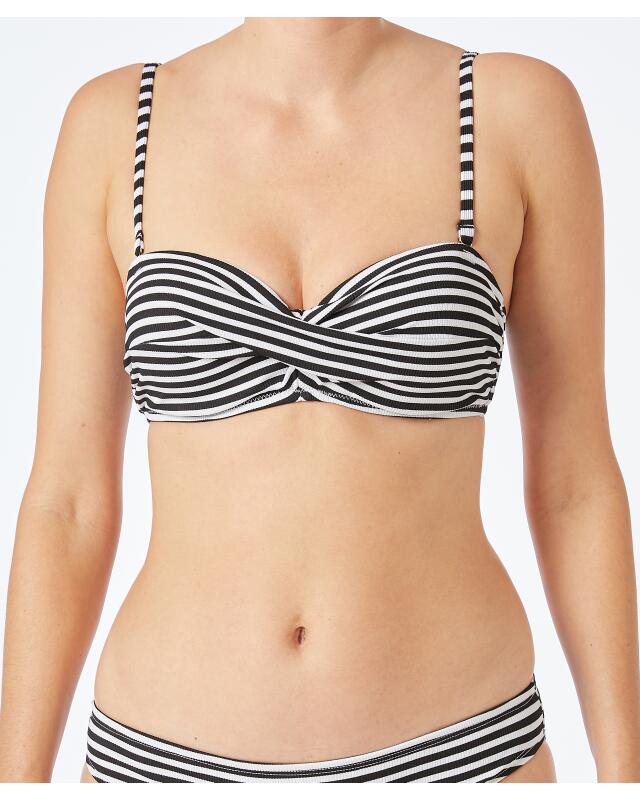 Haut de bikini bandeau femme, noir/blanc — KiK, produit allemand authentique au Maroc