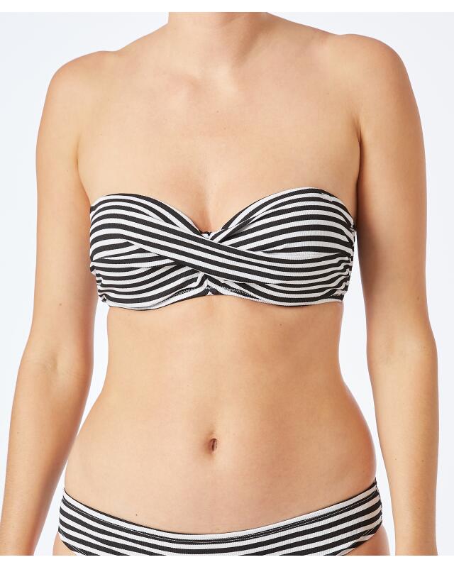 Haut de bikini bandeau femme, noir/blanc (KiK Bandeau Bikini-Oberteil (schwarz/weiß)) — KiK, produit allemand authentique au Maroc
