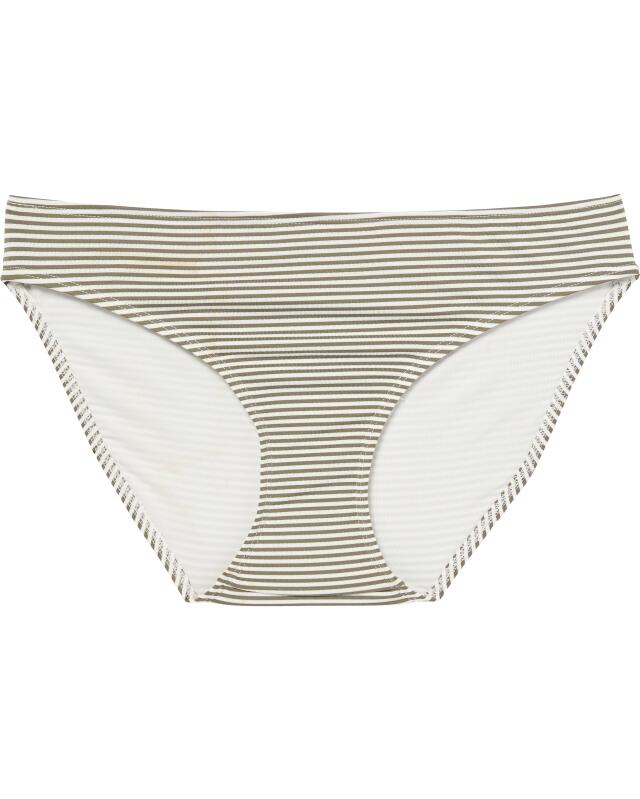 Striped bikini bottoms for women, khaki/white (KiK Gestreifter Bikini-Slip (Khaki/Weiß)) — KiK, authentic German product in Morocco