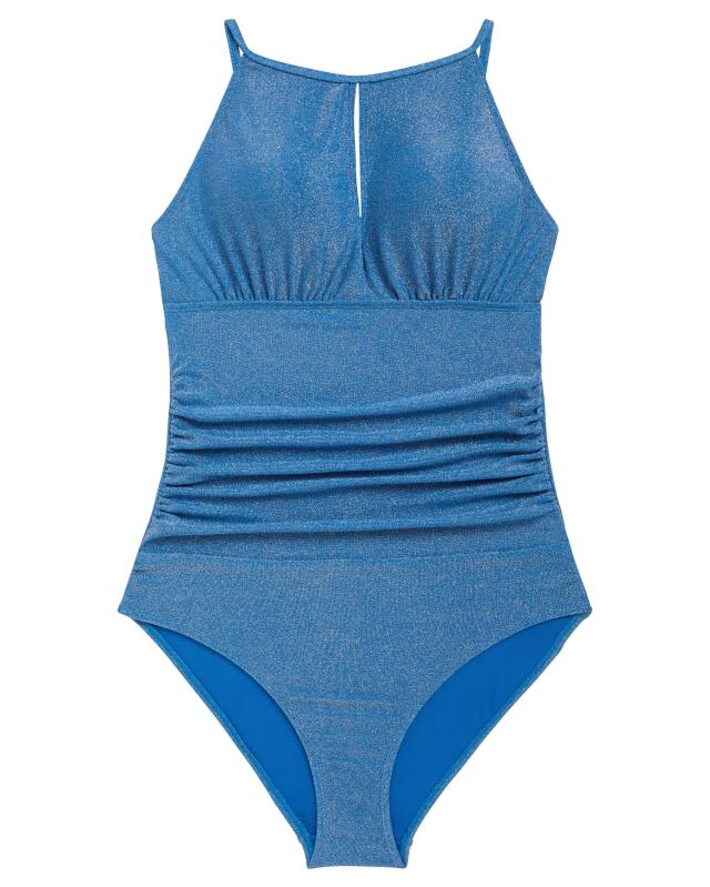 Maillot de bain à encolure haute femme, bleu (KiK Badeanzug mit hohem Halsausschnitt (blau)) — KiK, produit allemand authentique au Maroc