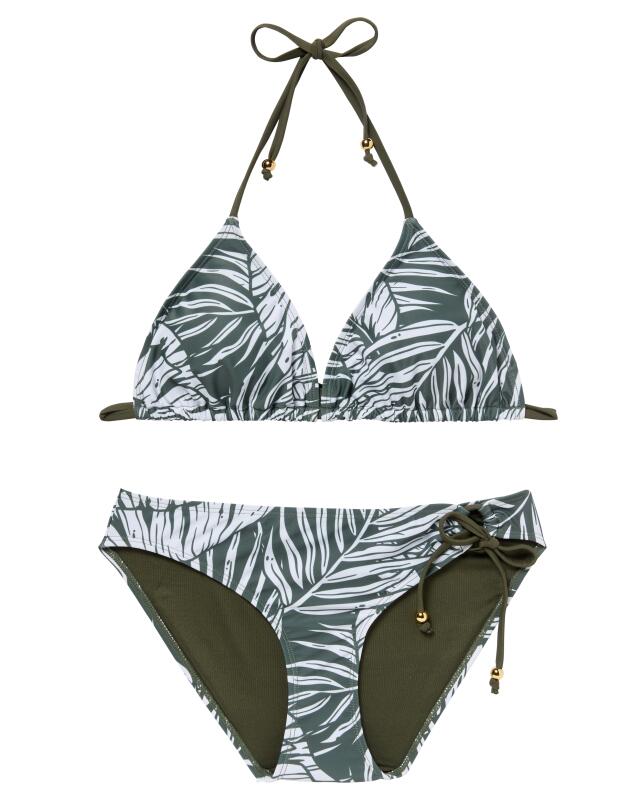 Bikini with beads for women, khaki printed (KiK Bikini mit Perlen (khaki bedruckt)) — KiK, authentic German product in Morocco