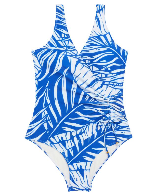 Maillot de bain col en V femme, bleu imprimé (KiK Badeanzug mit V-Ausschnitt (blau bedruckt)) — KiK, produit allemand authentique au Maroc