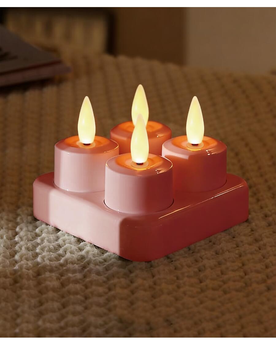 Oplaadbare LED theelichtjes, roze