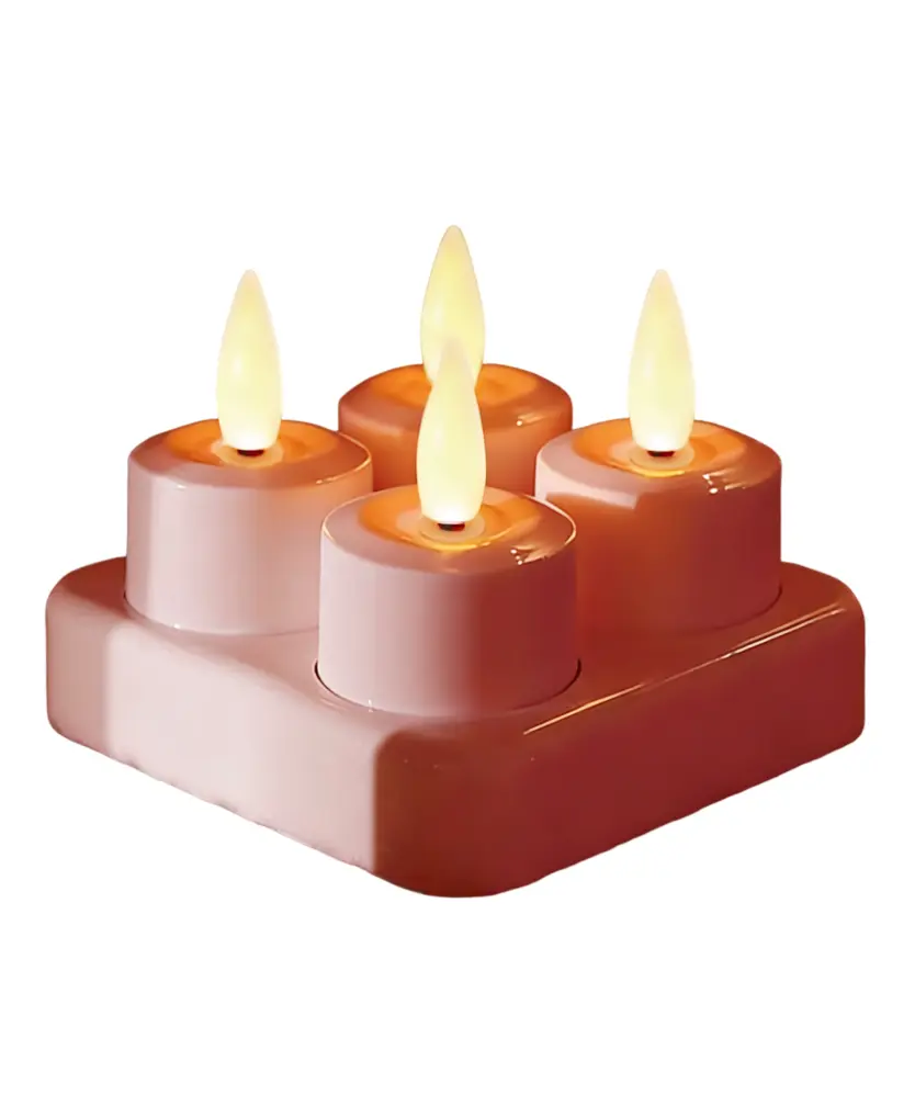 Oplaadbare LED theelichtjes, roze