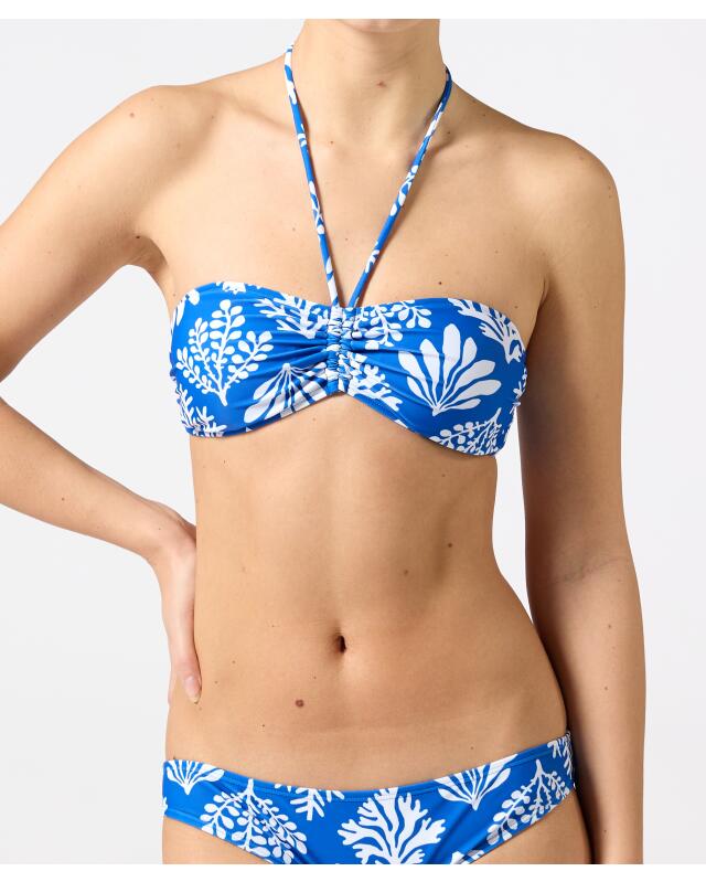 Haut de bikini bandeau femme, blanc/bleu — KiK, produit allemand authentique au Maroc