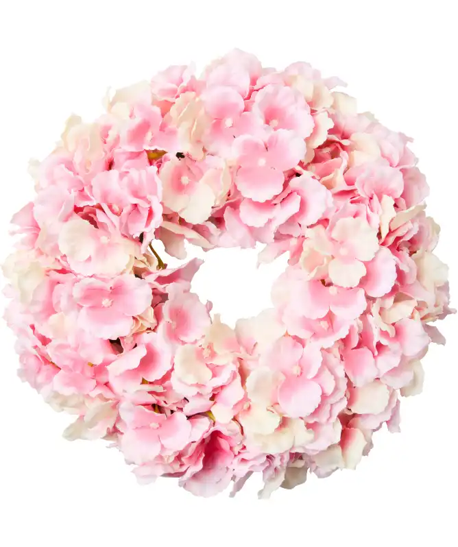 Krans van kunsthortensia's