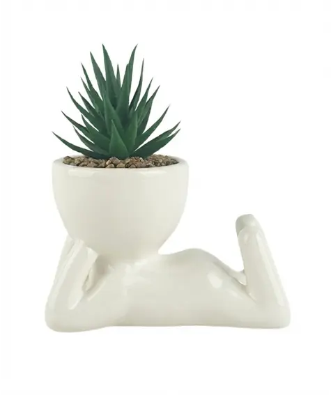 Kunstsukkulente im Figurentopf