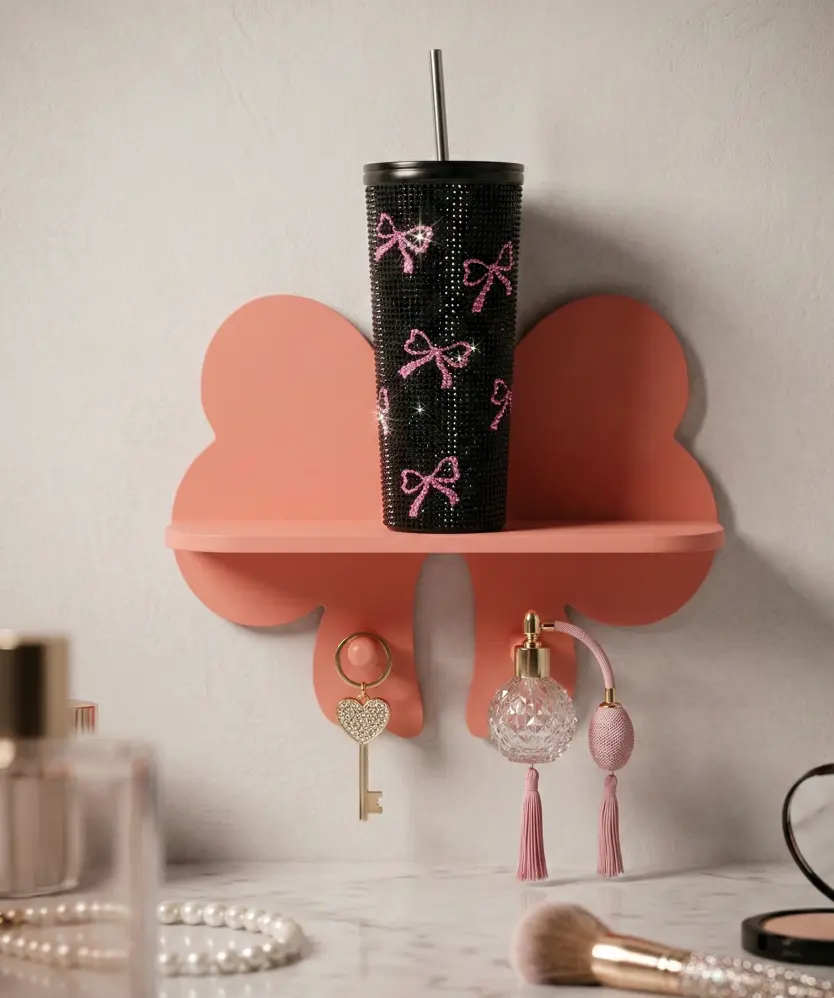 Wandregal mit Haken, pink