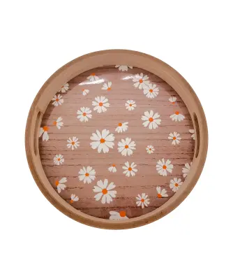runde couchtisch Set Ash rund Ø50 / 62 cm Eiche dunkel Handgefertigte Blaue Keramik Geschirr-Set