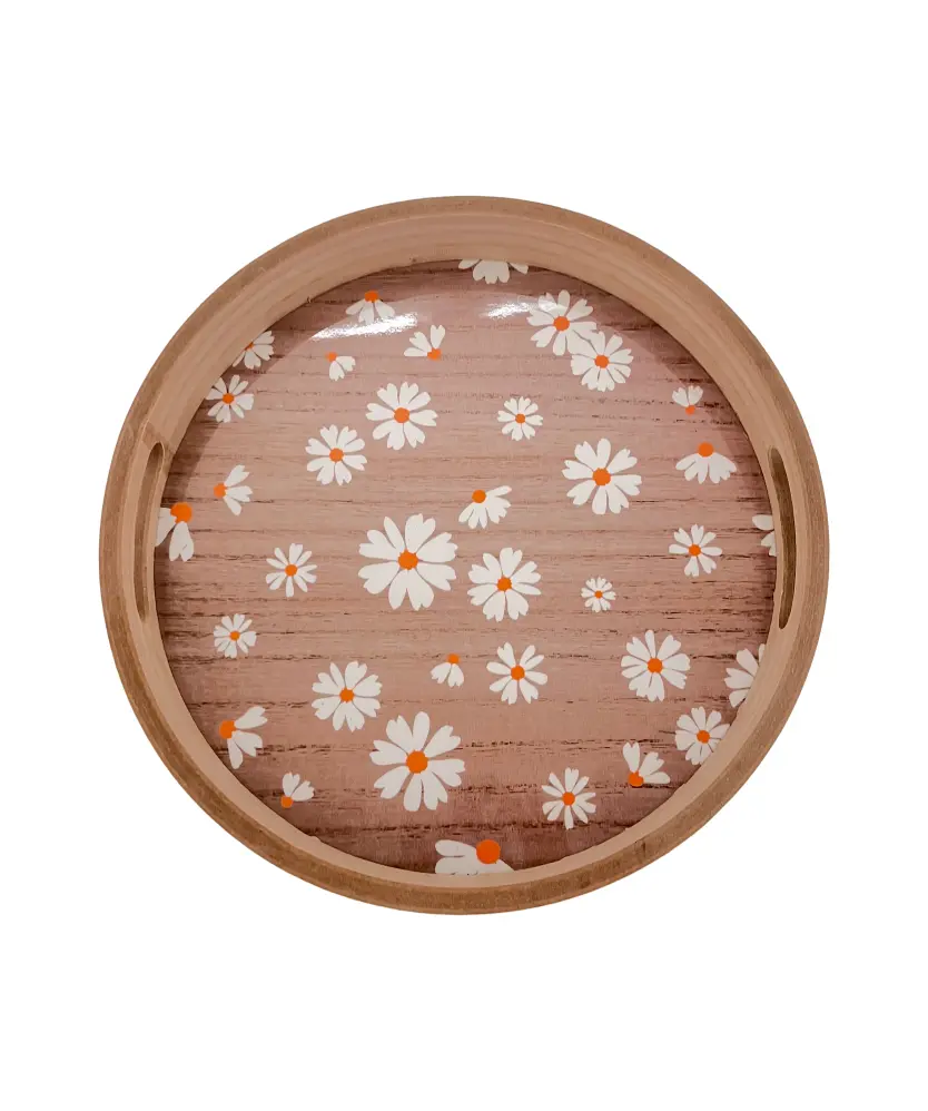 Dekotablett Frühling, braun