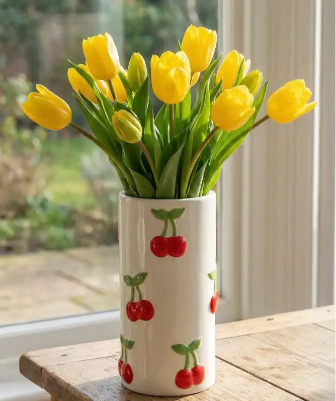 Keramikvase Kirschen