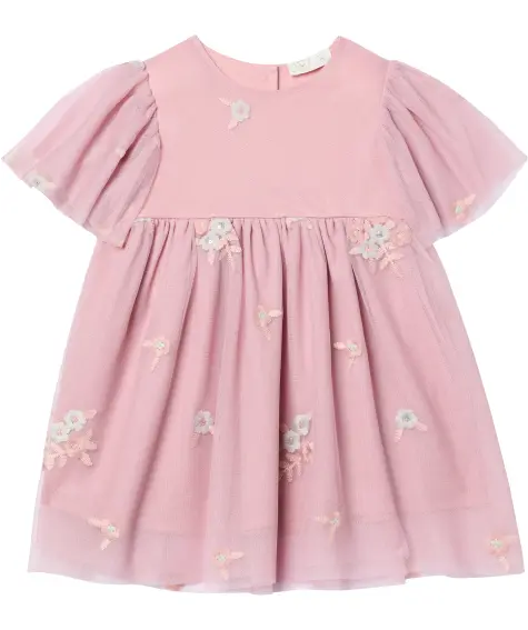 Tüllkleid mit Stickereien und Pailletten