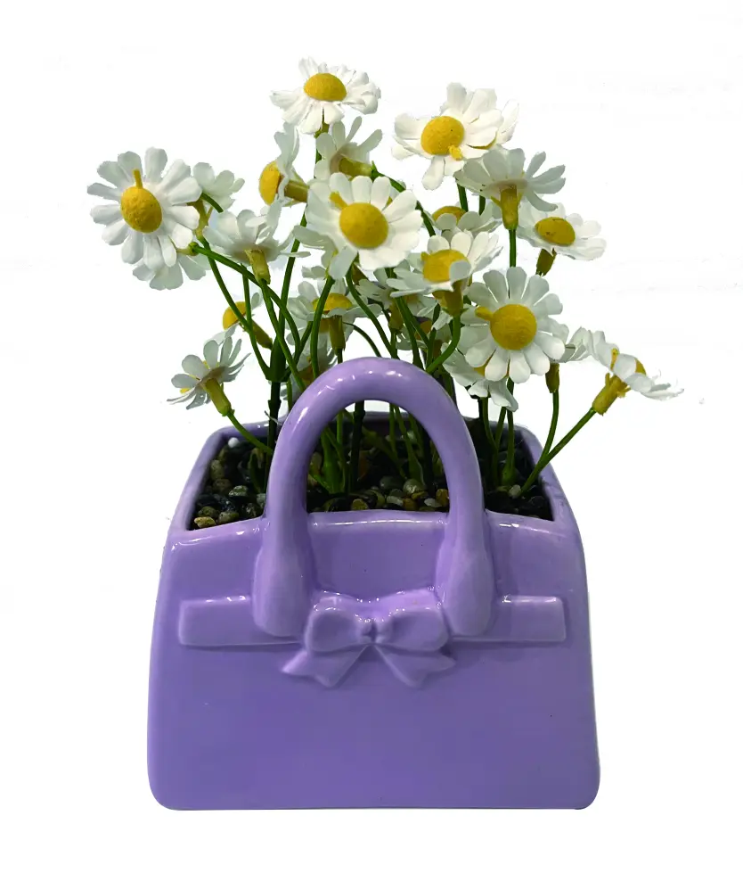 Kunstblumen im Blumentopf Frühling, lila