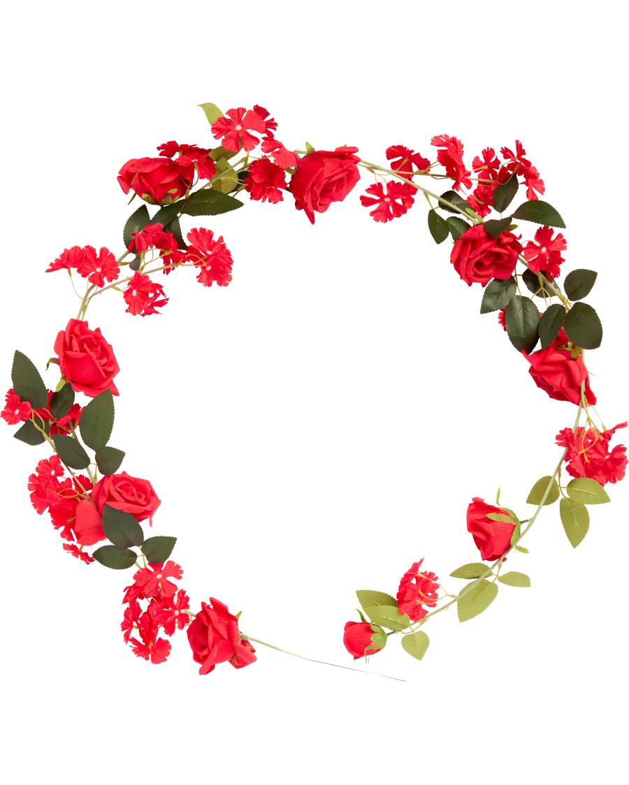 Kunstblumen-Girlande mit Rosen, rot