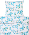Satin-Bettwäsche Blumen blau bedruckt
