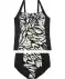 Tankini mit Raffungen schwarz bedruckt