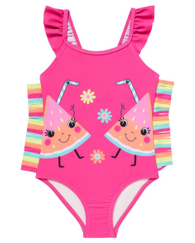 Maillot de bain à franges fille, rose fluo — KiK, produit allemand authentique au Maroc