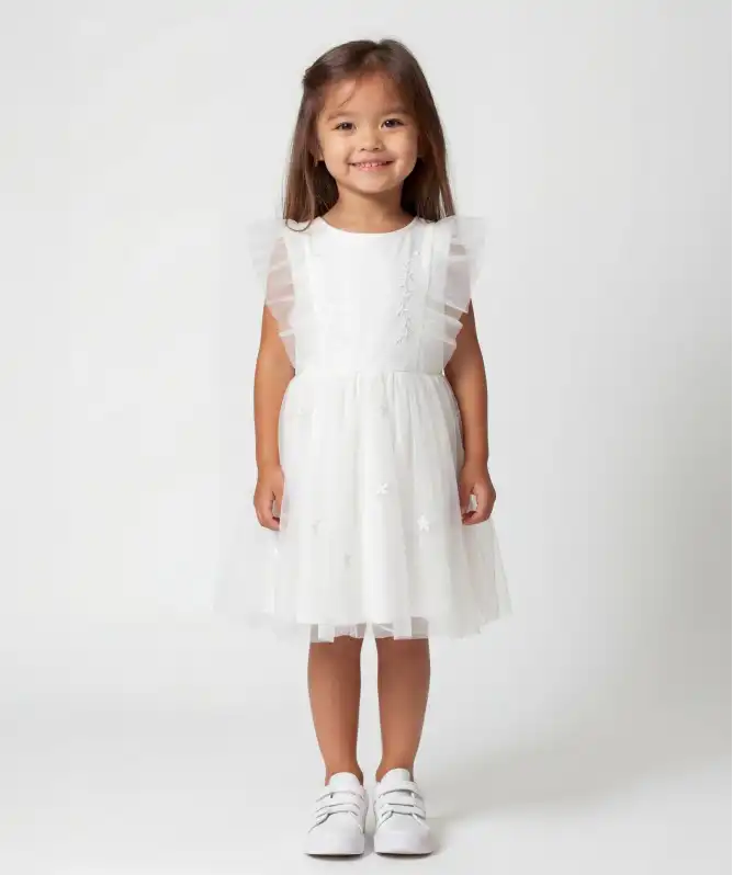 Tüllkleid mit Stickereien