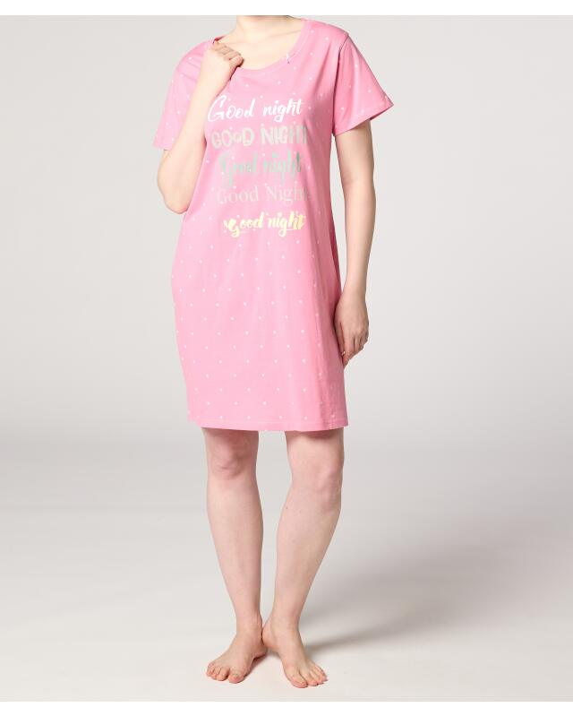 Chemise de nuit à pois femme, rose — KiK, produit allemand authentique au Maroc