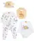 Newborn Mütze + Lätzchen + Body + Strampler weiß