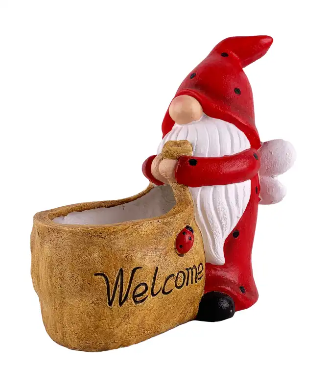 Gartenwichtel mit Pflanztopf