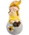 Gartenfigur Kind auf Kugel gelb