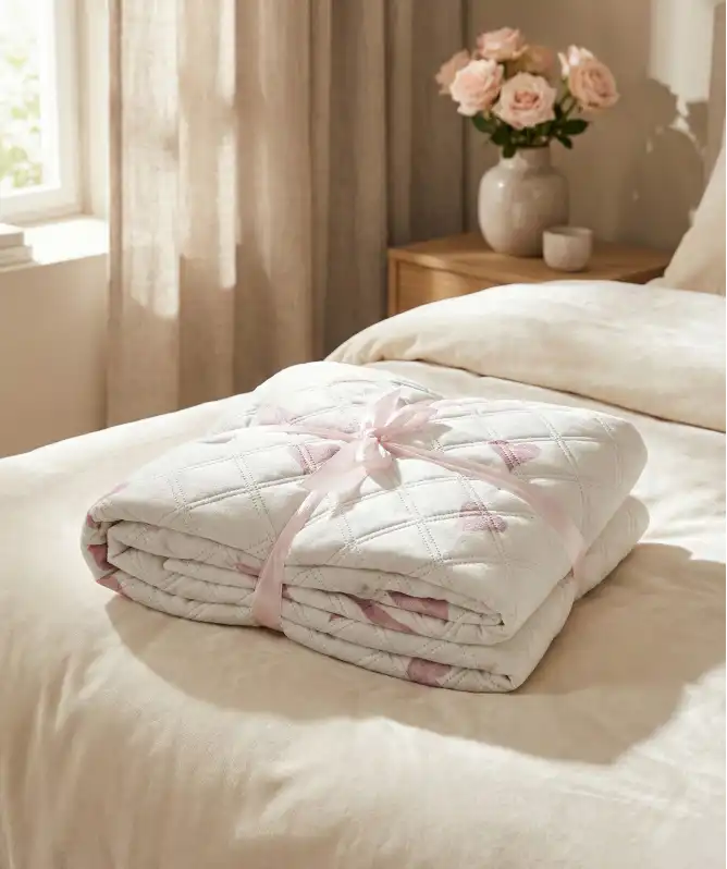 Samt-Tagesdecke mit romantischem Muster