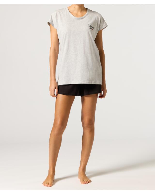 Pyjama court femme, gris chiné (KiK Kurzer Pyjama (grau melange)) — KiK, produit allemand authentique au Maroc