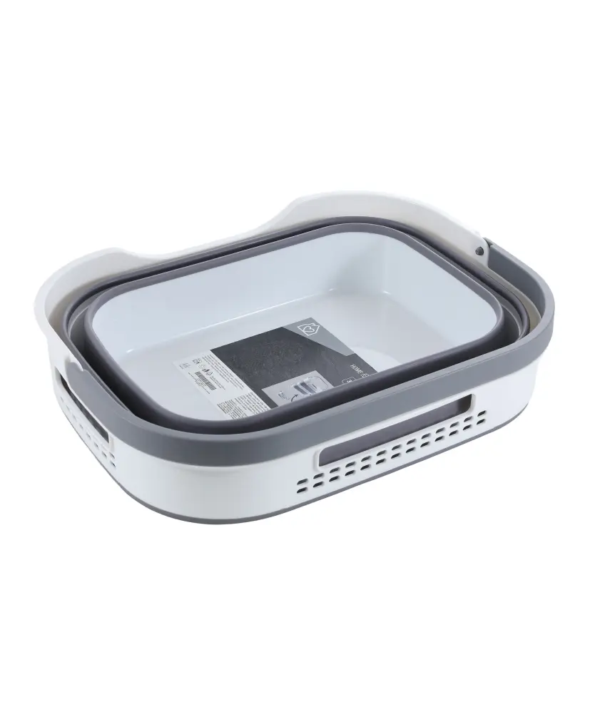 Boodschappentas groot opvouwbaar 3-pak - stevige herbruikbare boodschappenmand met opvouwbare verstevigde bodem incl. 3x fruit & groente netten - 38 x 23 x 31 cm Zwart