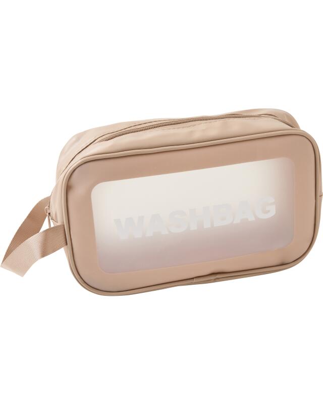 Trousse de toilette à fenêtre transparente femme, beige (KiK Kulturtasche mit Sichtfenster (Beige)) — KiK, produit allemand authentique au Maroc