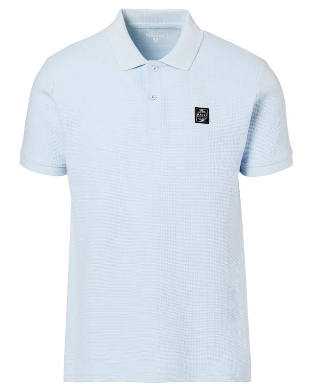 Polo shirt with patch for men, light blue (KiK Poloshirt mit Aufnäher (hellblau)) — KiK, authentic German product in Morocco