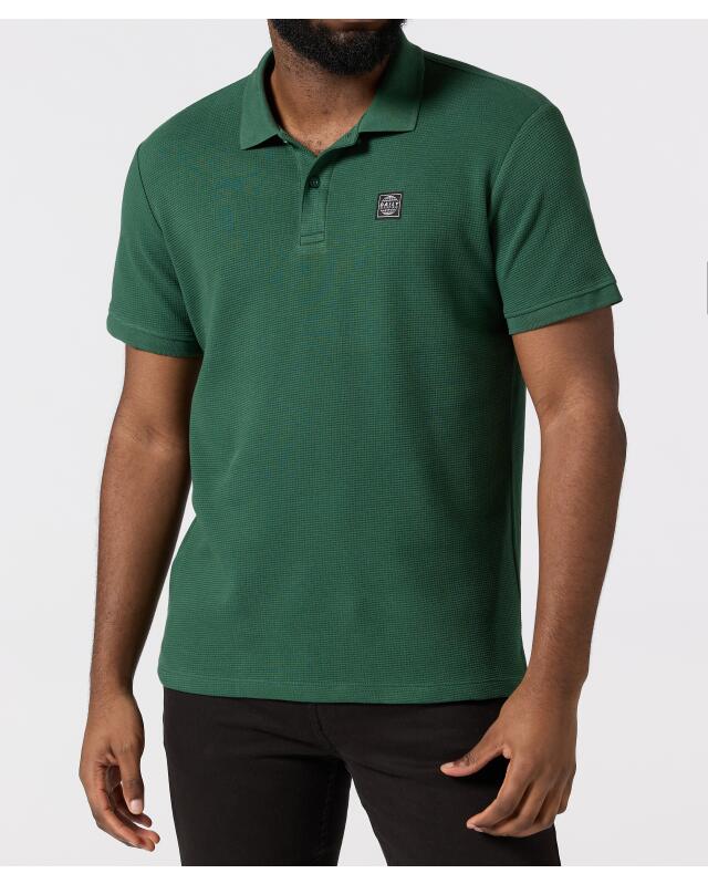 Polo shirt with patch for men, dark green (KiK Poloshirt mit Aufnäher (dunkelgrün)) — KiK, authentic German product in Morocco
