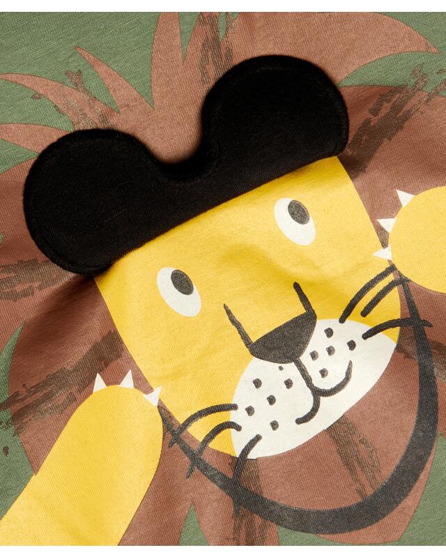 T-shirt with lion print and appliqué for baby boys, light khaki (KiK T-Shirt mit Löwenprint und Applikation (hellkhaki)) — KiK, authentic German product in Morocco