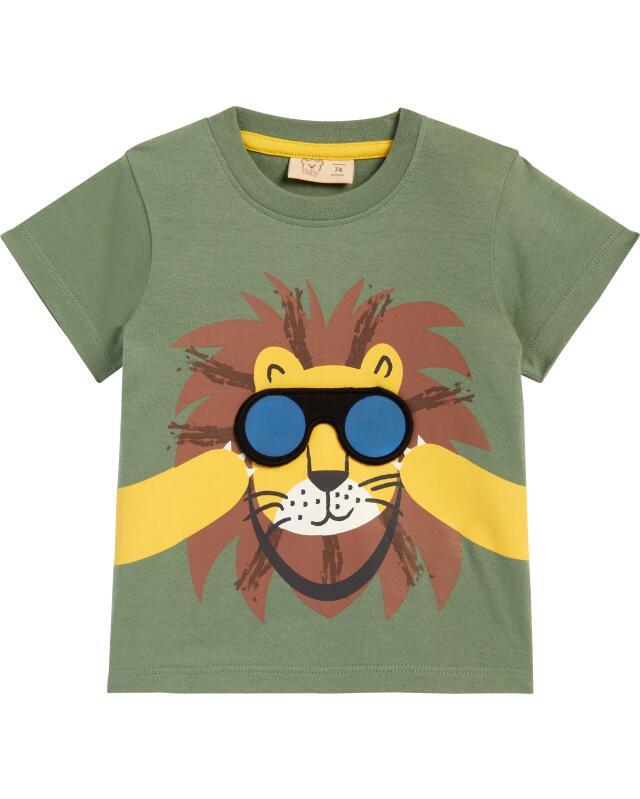T-shirt with lion print and appliqué for baby boys, light khaki (KiK T-Shirt mit Löwenprint und Applikation (hellkhaki)) — KiK, authentic German product in Morocco