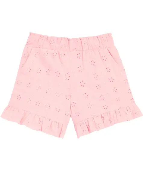 Rosafarbene Shorts mit Lochstickereien