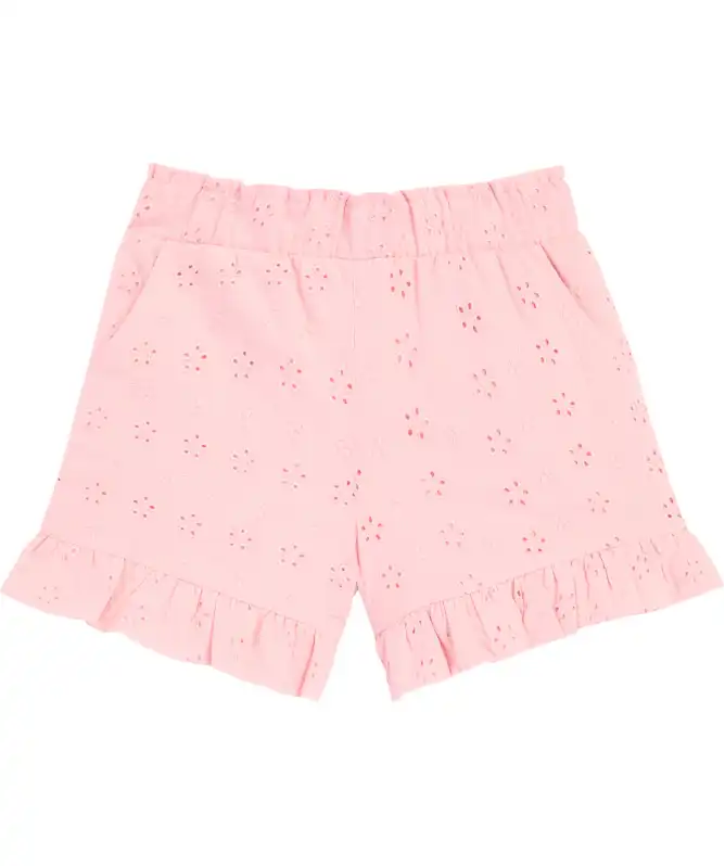 Rosafarbene Shorts mit Lochstickereien