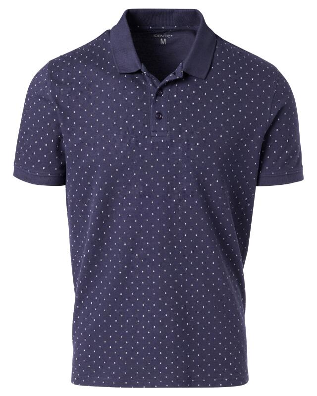 All-over print polo shirt for men, navy printed (KiK Komplett bedrucktes Poloshirt (dunkelblau bedruckt)) — KiK, authentic German product in Morocco