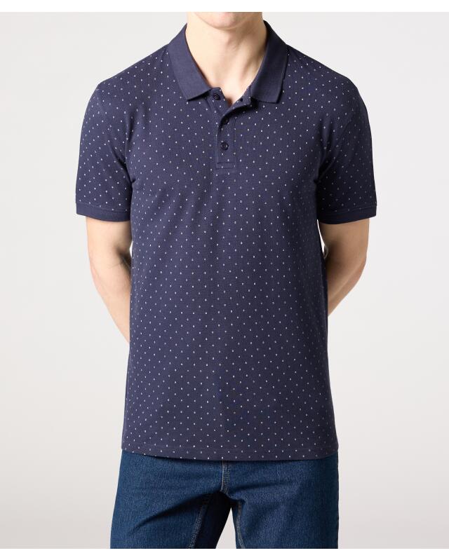 All-over print polo shirt for men, navy printed (KiK Komplett bedrucktes Poloshirt (dunkelblau bedruckt)) — KiK, authentic German product in Morocco