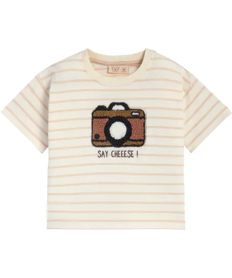 T-Shirt mit Bouclé-Applikation