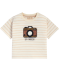 T-Shirt mit Bouclé-Applikation offwhite