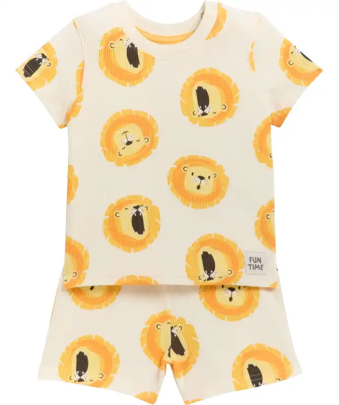 Baby T-shirt + korte broek met leeuwen