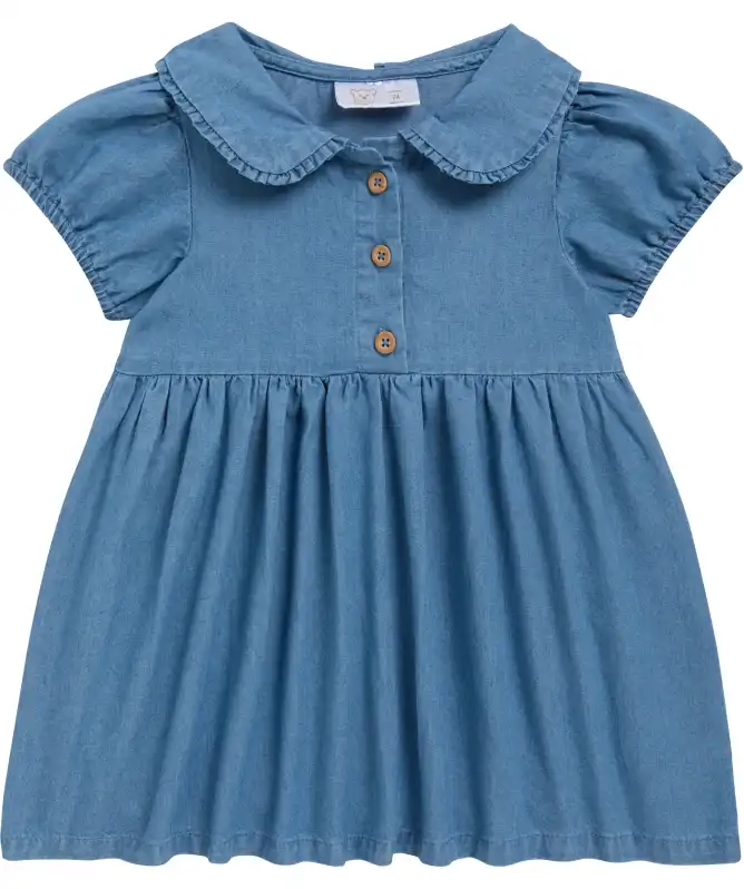 Baby jurk denim met omgeslagen kraag