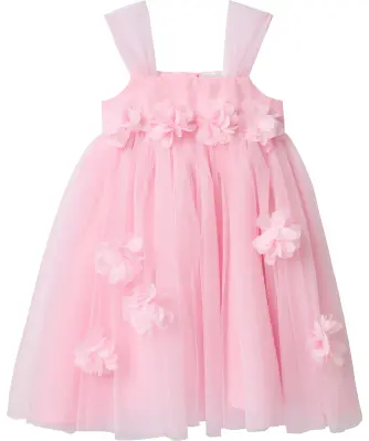 Tule jurk met 3D bloemen