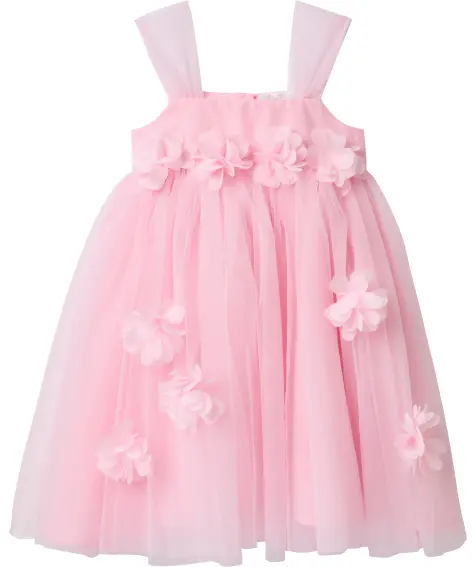 Tule jurk met 3D bloemen