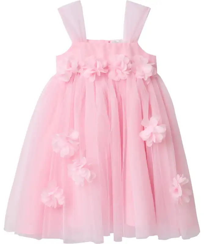 Tüllkleid mit 3D-Blumen