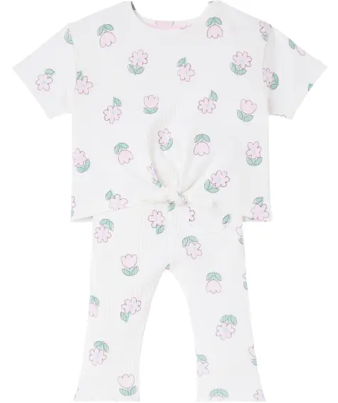 T-Shirt + Leggings aus geripptem Stoff